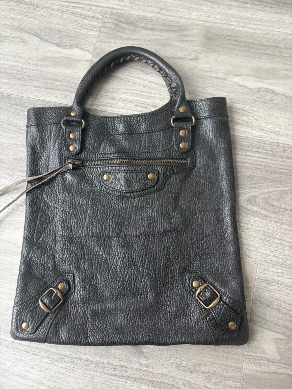 BALENCIAGA 2001 Caribou Lariat Le Dix Tote Bag Purse Black